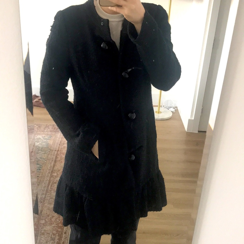 Eccoci Charcoal car coat- ruffle hem!